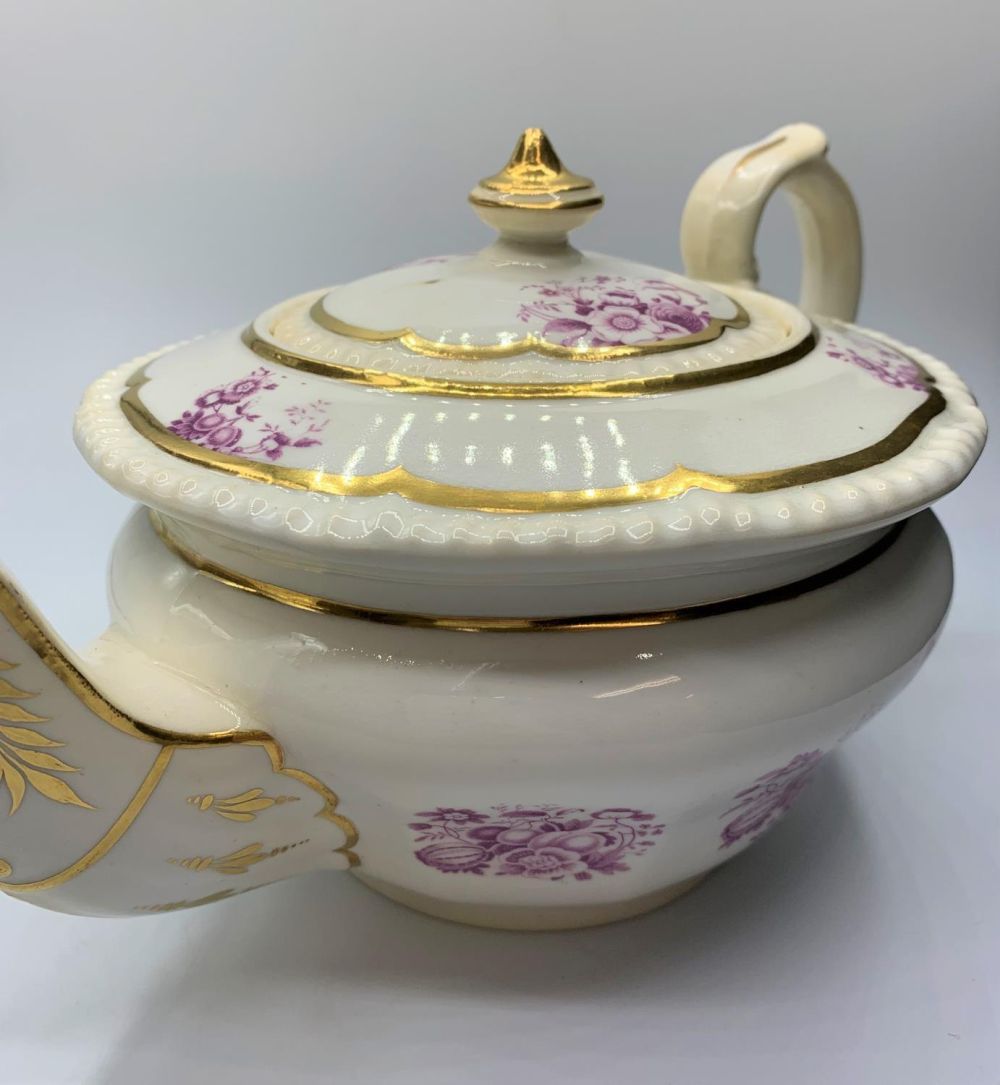 H&R Daniel Etruscan shape tea pot with 2 small glaze hairline cracks inside. - Image 3 of 8