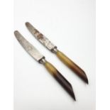 2 x WW2 Waffen SS Horn Handled Dinner Knives (2)