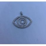 Stone Set Silver Eye Pendant , 6.2g, 3.5cm Wide.