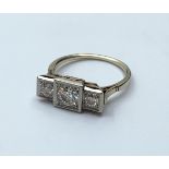 Vintage Diamond trilogy ring set in 18ct white gold, weight 3.3g and size N