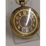 Vintage Guilloche Enamel Dial Pocket Watch