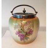 Victorian Biscuit Barrel with Silver plated lid by James Deakin & Son circa 1880, 14cm tall (22cm