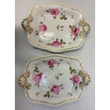 A Pair of Second Gadroon Shaped Serving Dishes with Floral Pattern in Good Condition.