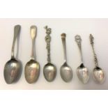 6x vintage and antique tea spoons to include a Georgian spoon made in Edinburgh, weight 87g (6)