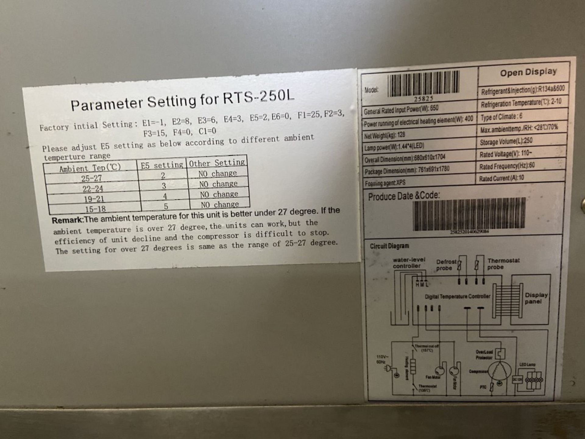 OMCAN REFRIGERATION - OPEND DISPLAY COOLER - MODEL # 25825 - Image 2 of 2