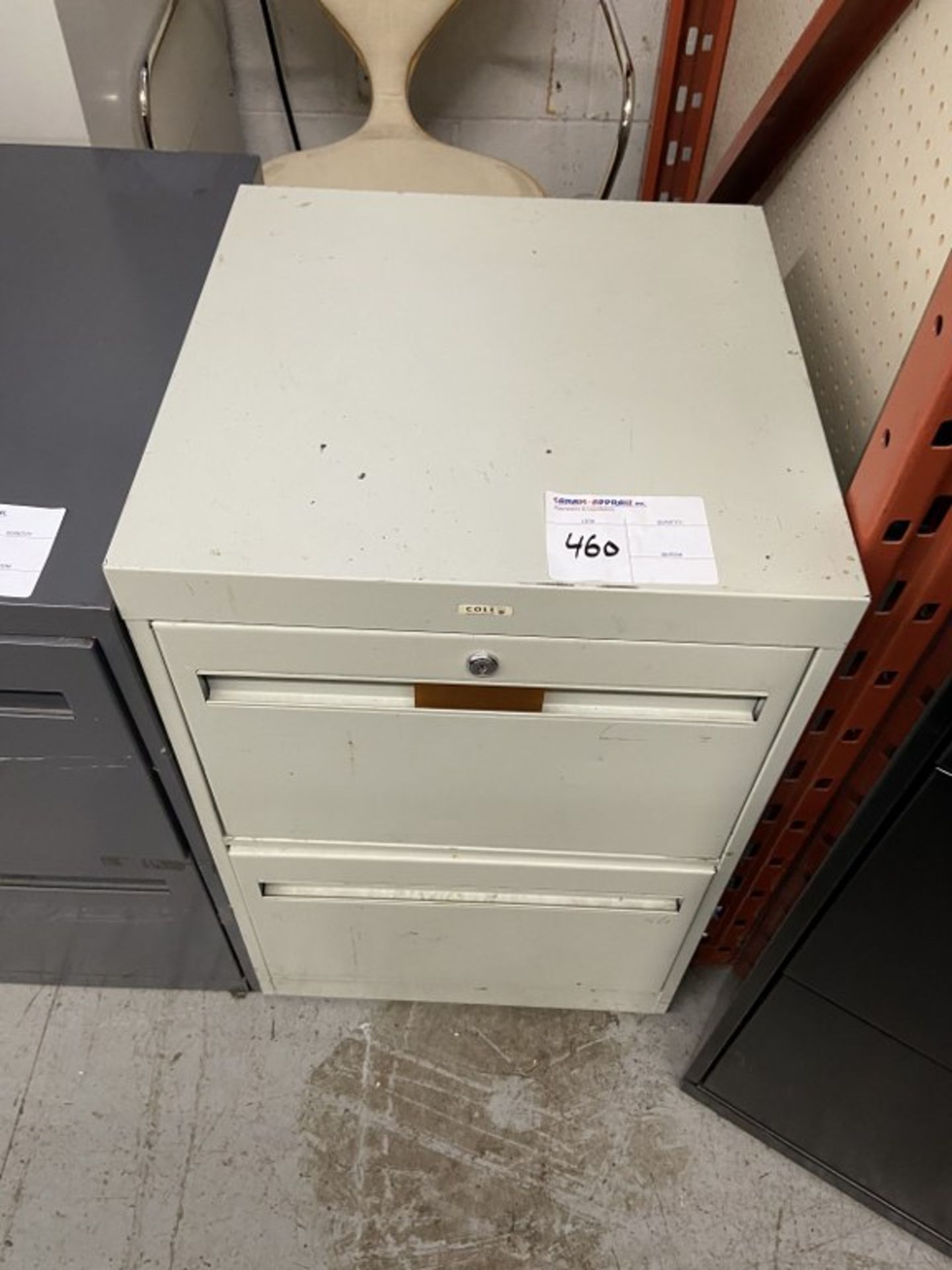 WHITE 2 DRAWER LEGAL FILING CABINET