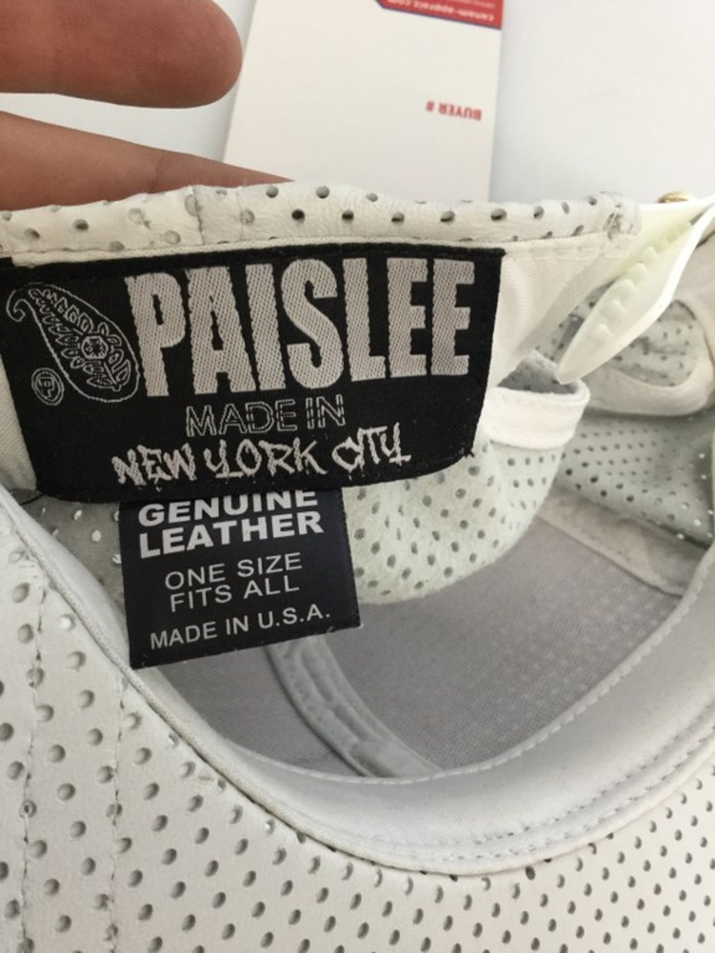 PAISLEE LEATHER WHITE HAT - Image 2 of 2