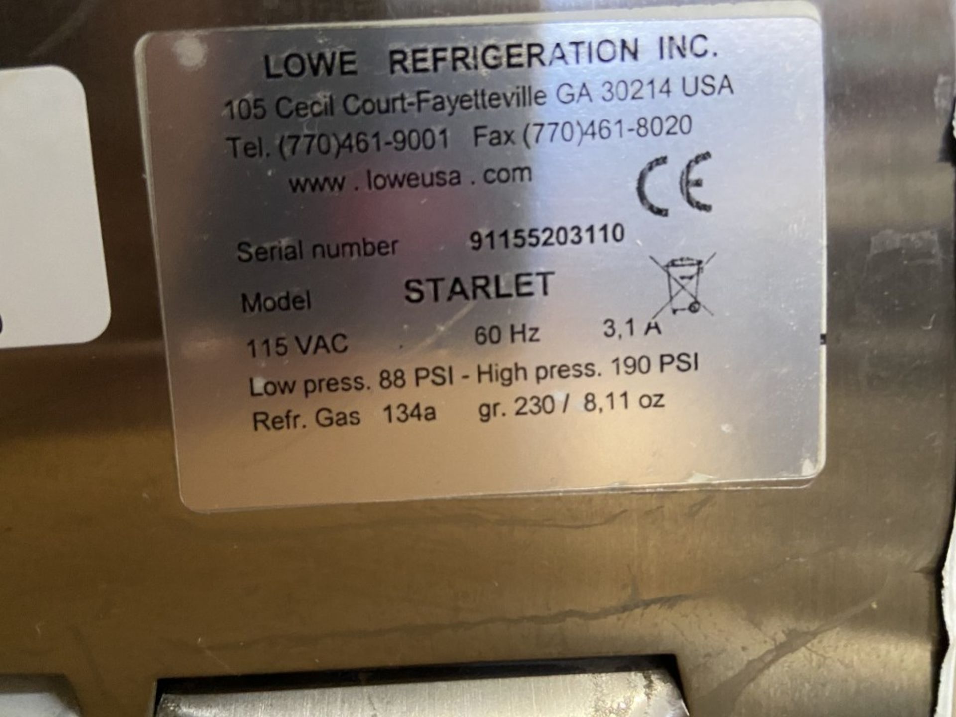 LOWE REFRIGERATION - COUNTER TOP COOLER - MODEL # STARLET - Image 2 of 2