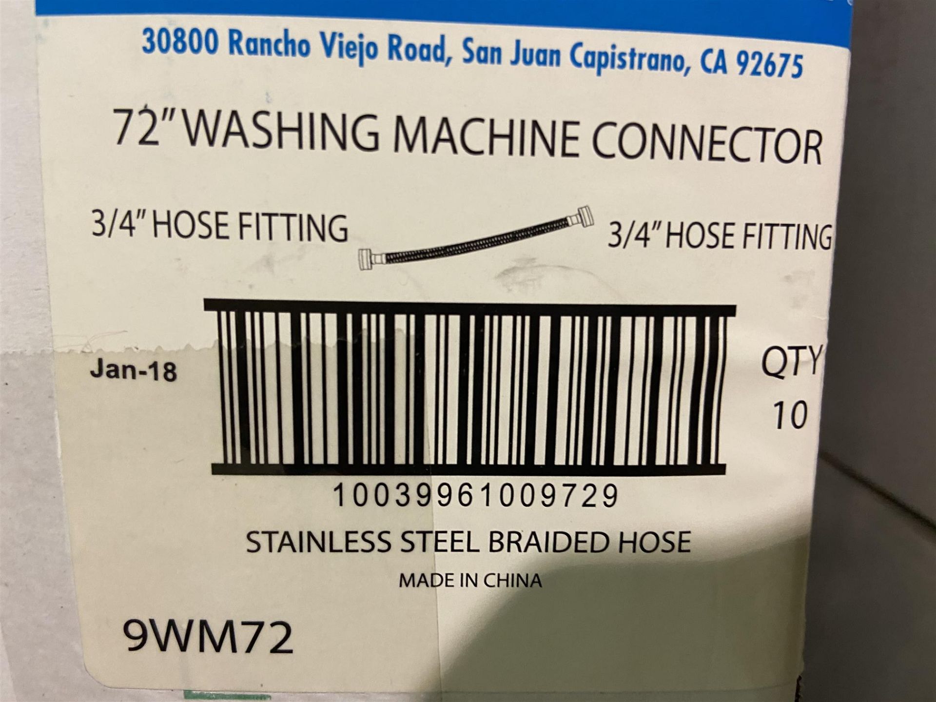 FLUID MASTER - 72" WASHING MACHINE CONNECTOR 3/4" HOSE FITTING - 19PCS - Image 2 of 2