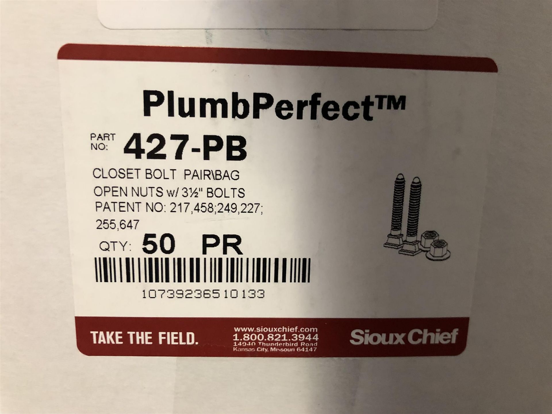 PLUMBPERFECT - 427-PB CLOSET BOLT PAIR BAG - OPEN NUTS W/ 3 1/2" BOLTS - 152PCS - Image 3 of 4