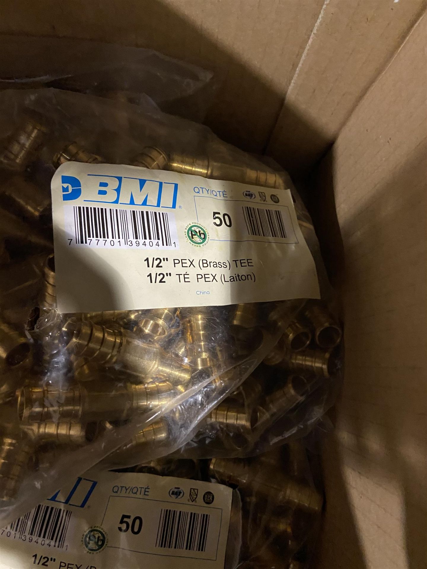 BMI - 1/2" PEX BRASS TEE - SEE PHOTOS - 150PCS - Image 2 of 2