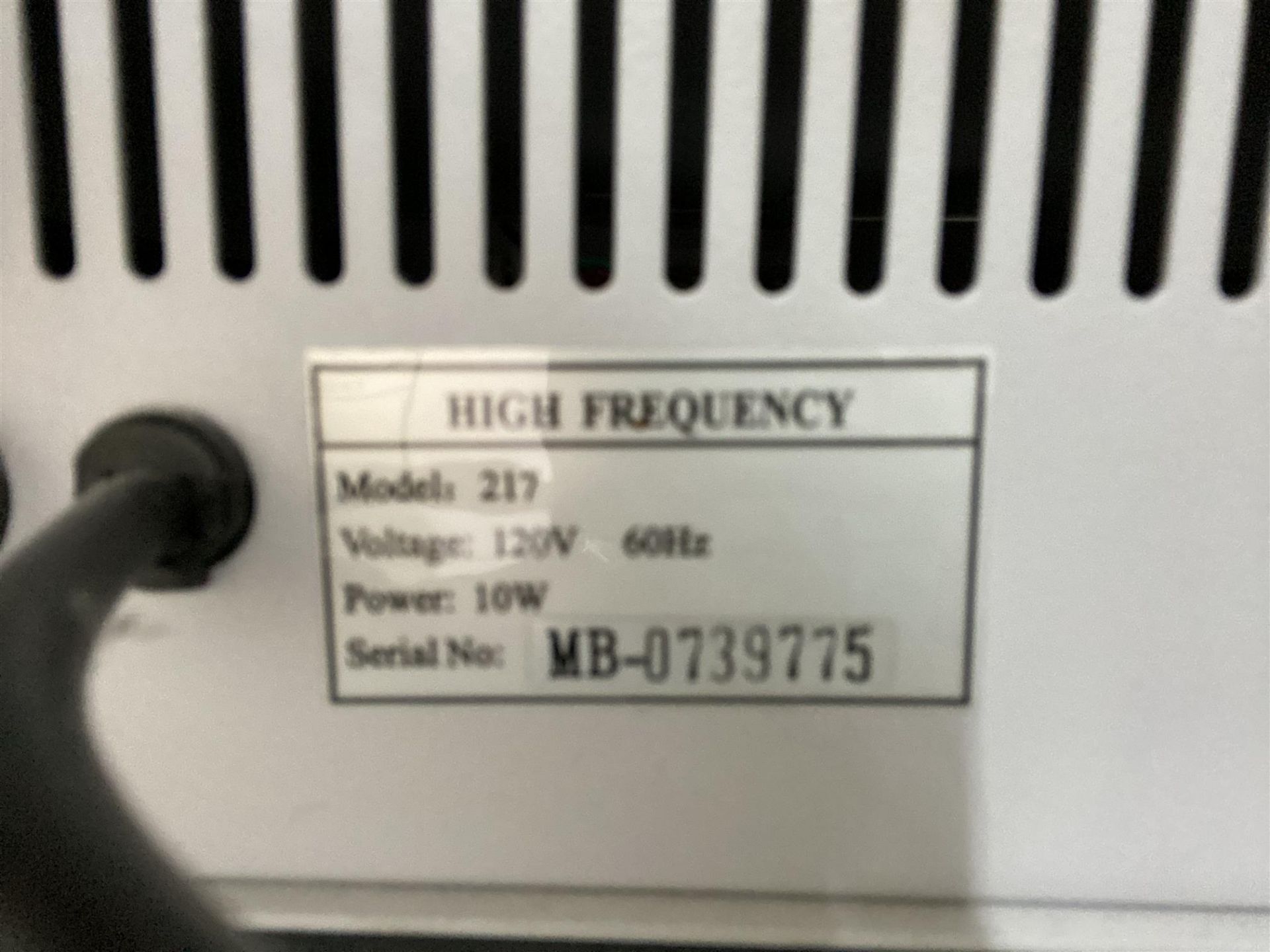 RIDO, T-217 HIGH FREQUENCY, - MODEL # 217, - SERIAL # MB-0739775 - Image 2 of 2