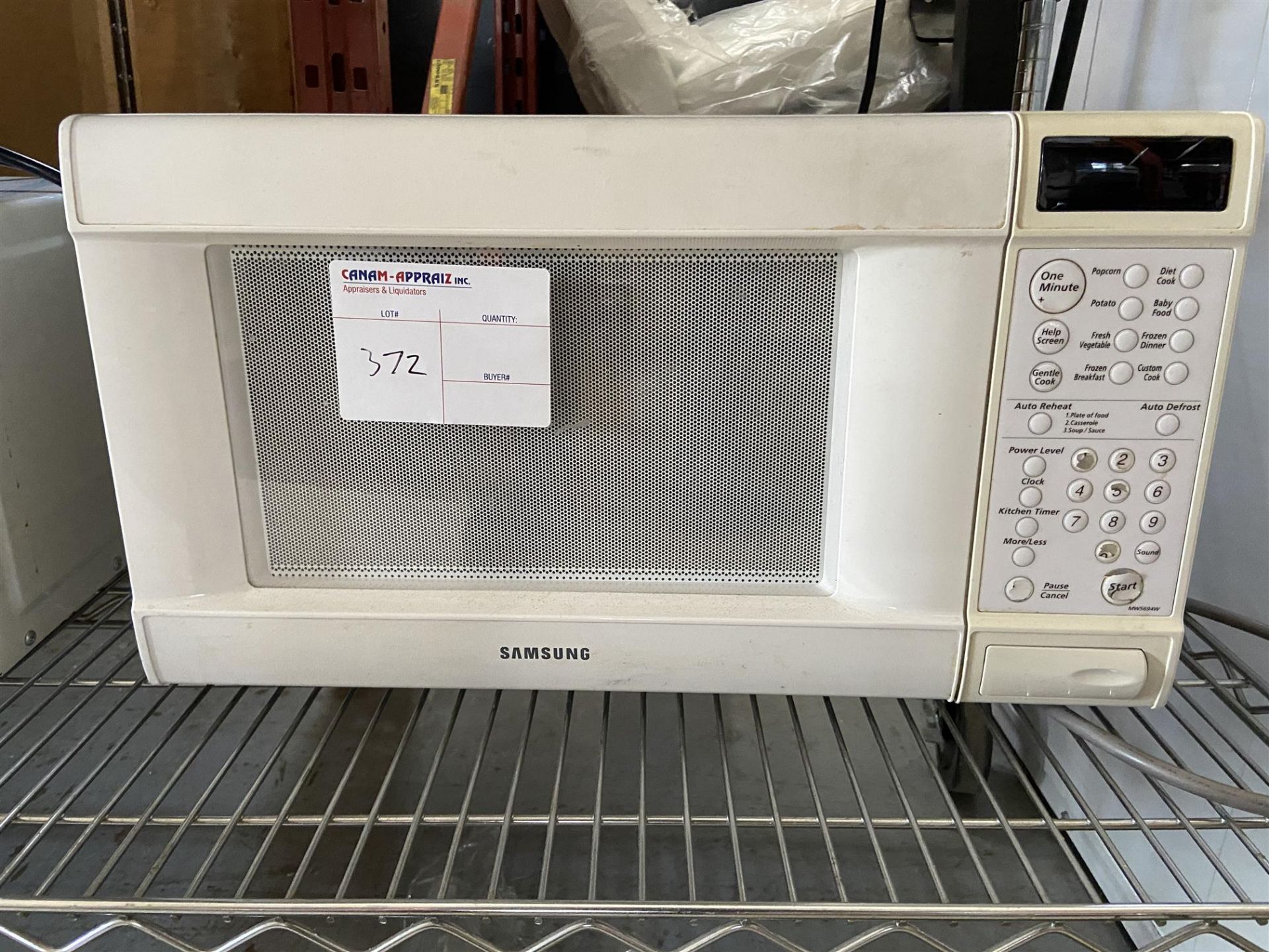 SAMSUNG MICROWAVE, - MODEL # MW5694W, - SERIAL # 710KBOO149N