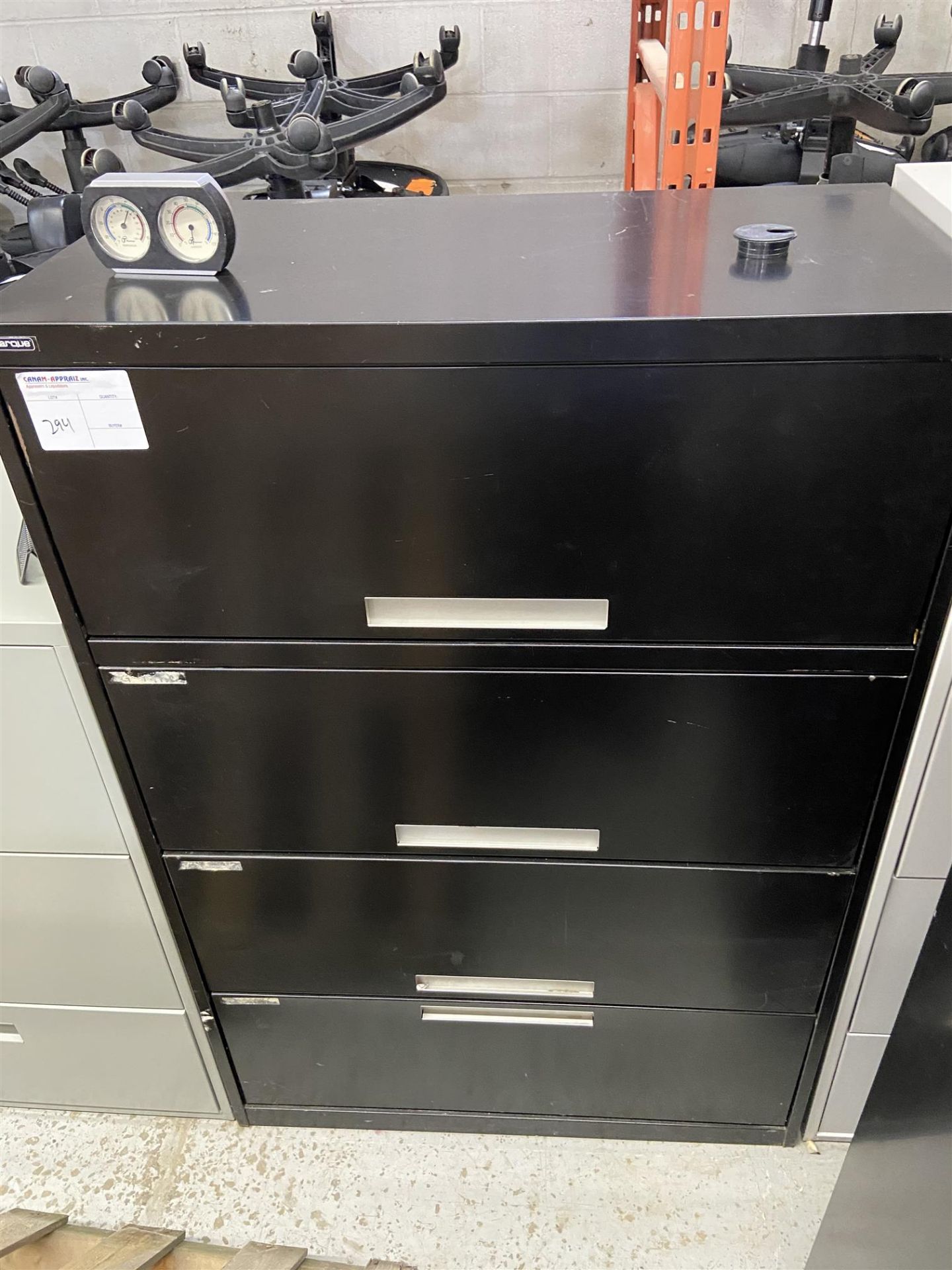 3 DOOR BLACK CABINET, 36X18