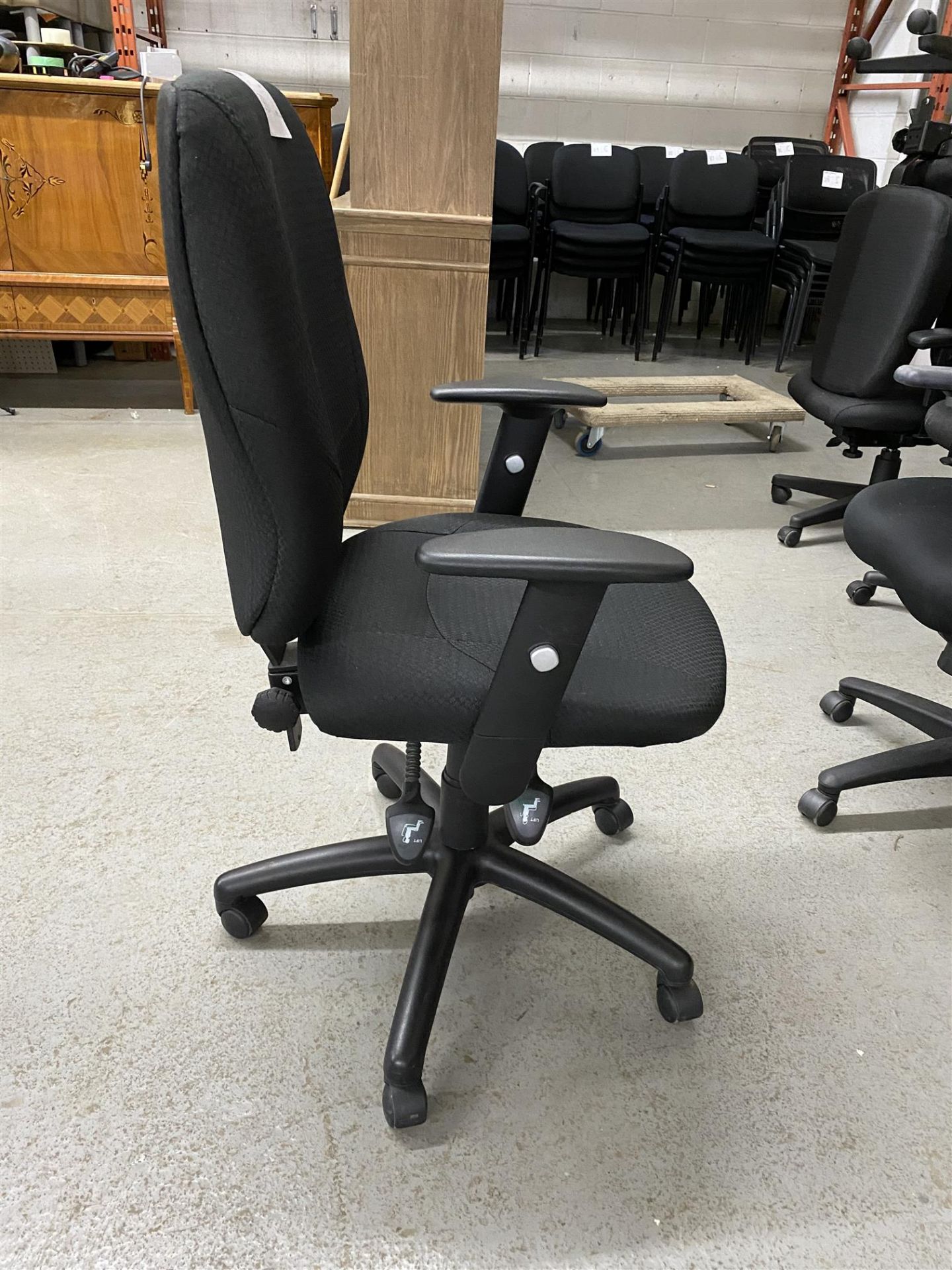 BLACK OFFICE ROLLING CHAIR W/ ARMS - 3PCS - Image 3 of 3