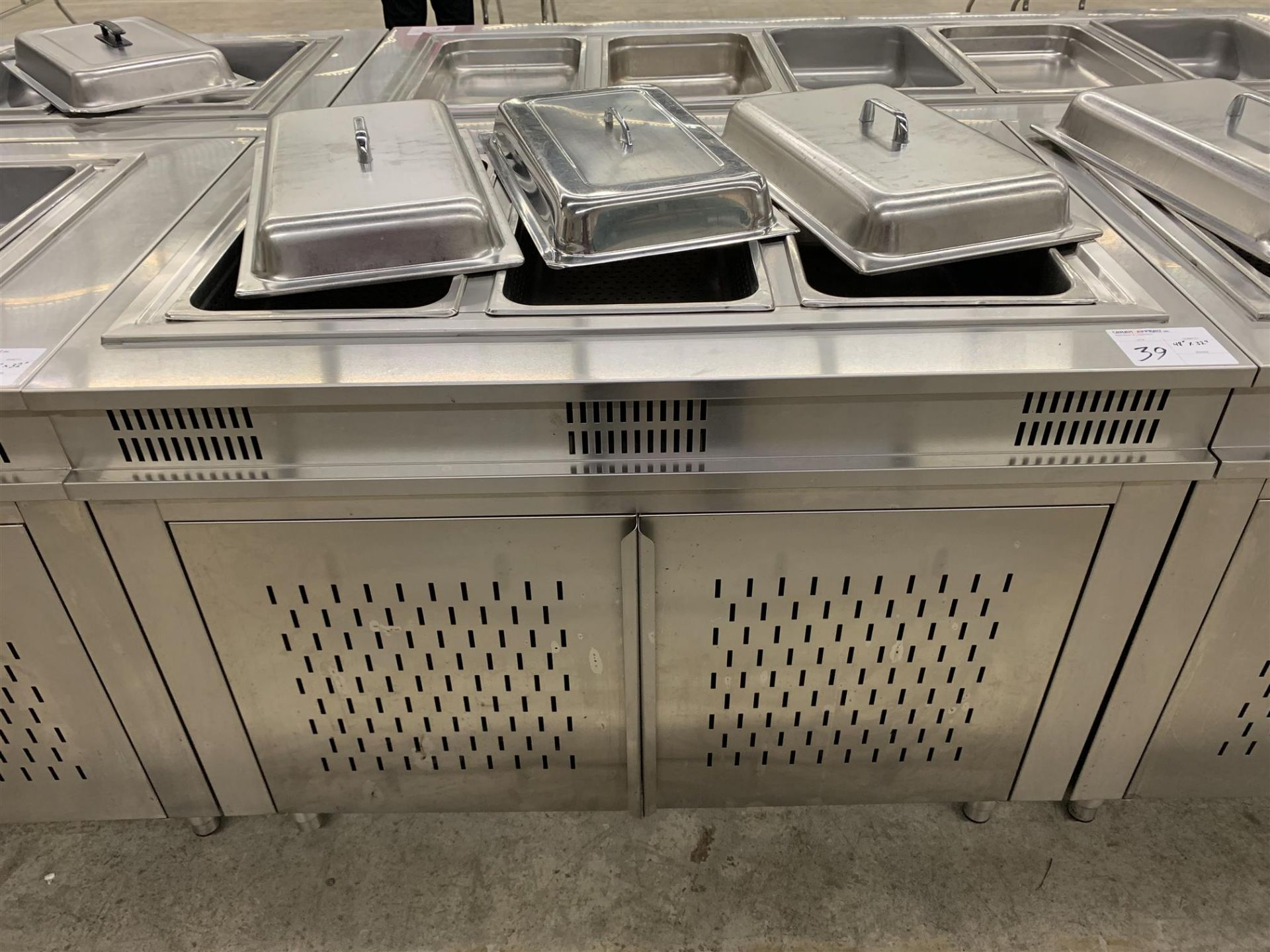 48" X 32" STAINLESS STEEL - BUFFET FOOD WARMER STATION W/3 x INSERTS
