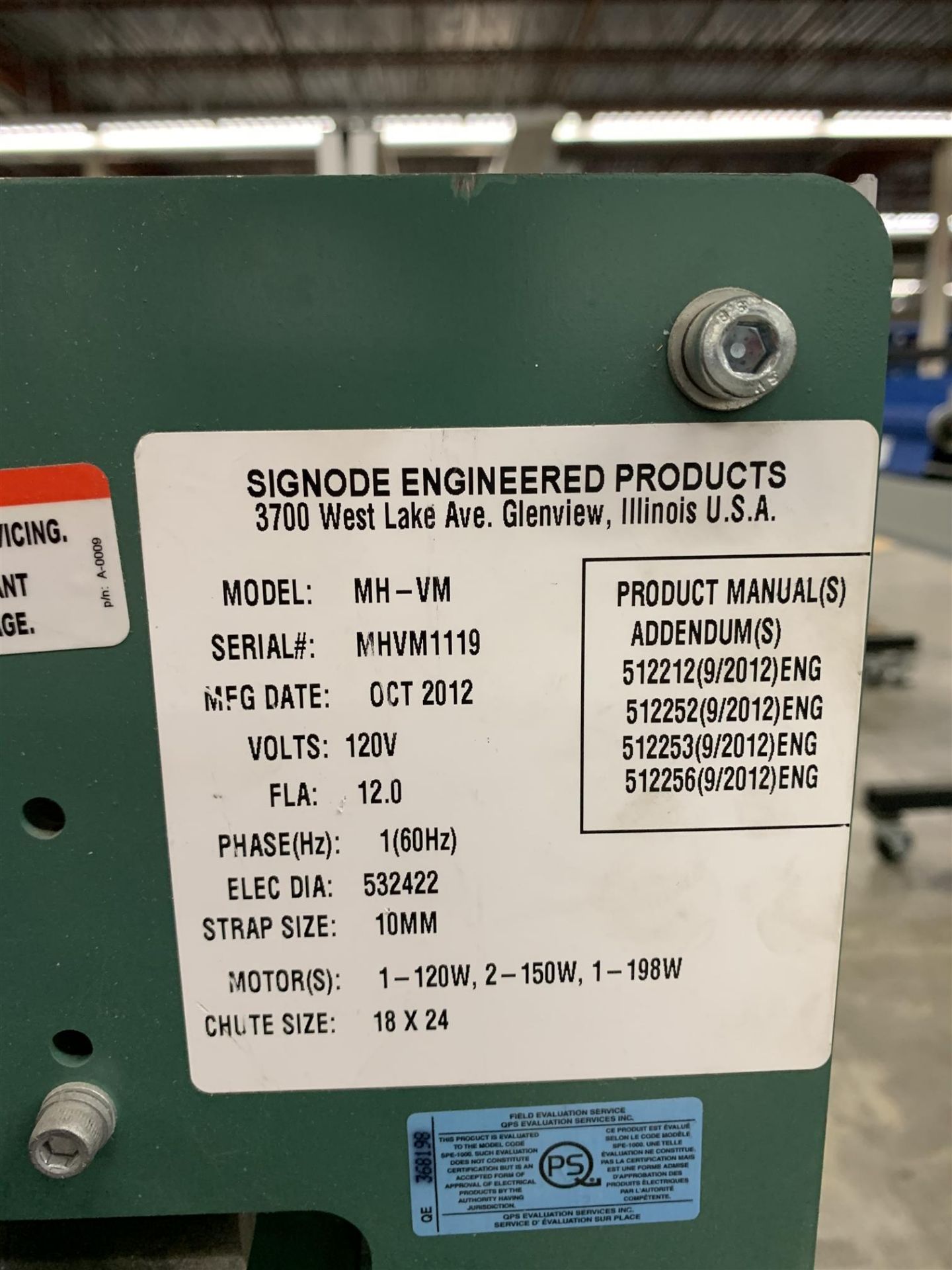 SIGNODE CANADA - MH-VM - STRAPPING MACHINE - 120V -SINGLE PHASE 60HZ - Image 3 of 3