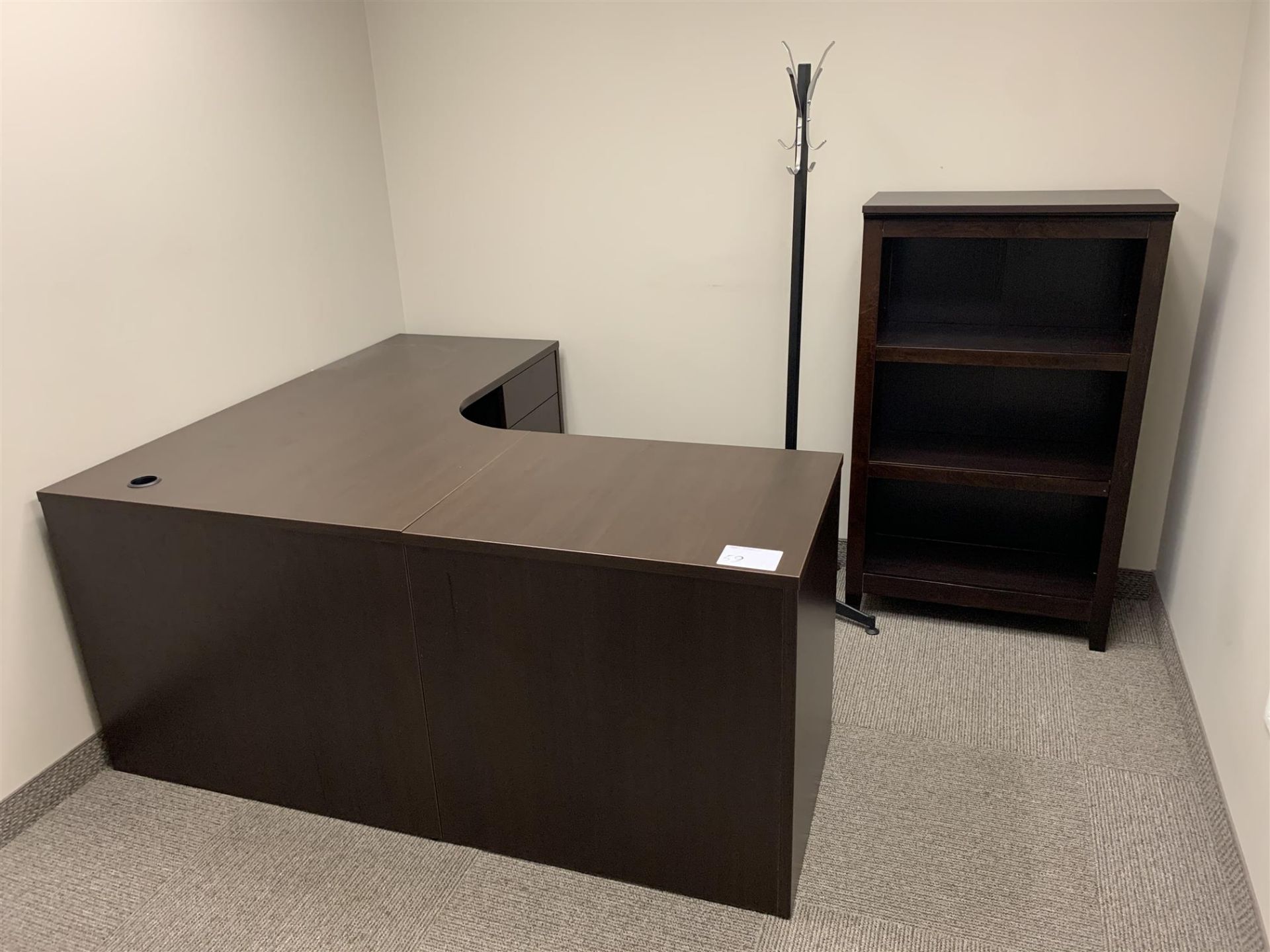 OFFICE SUITE - L SHAPED DESK, COAT RACK & BOOK SHELF