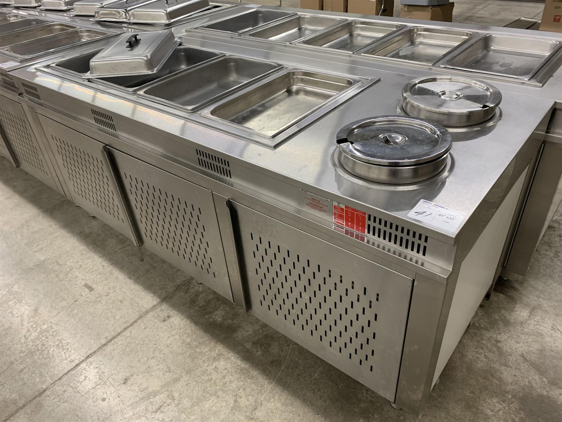 84" X 32" STAINLESS STEEL - BUFFET FOOD WARMER STATION W/4 x INSERTS + 2 SOUP INSERTS