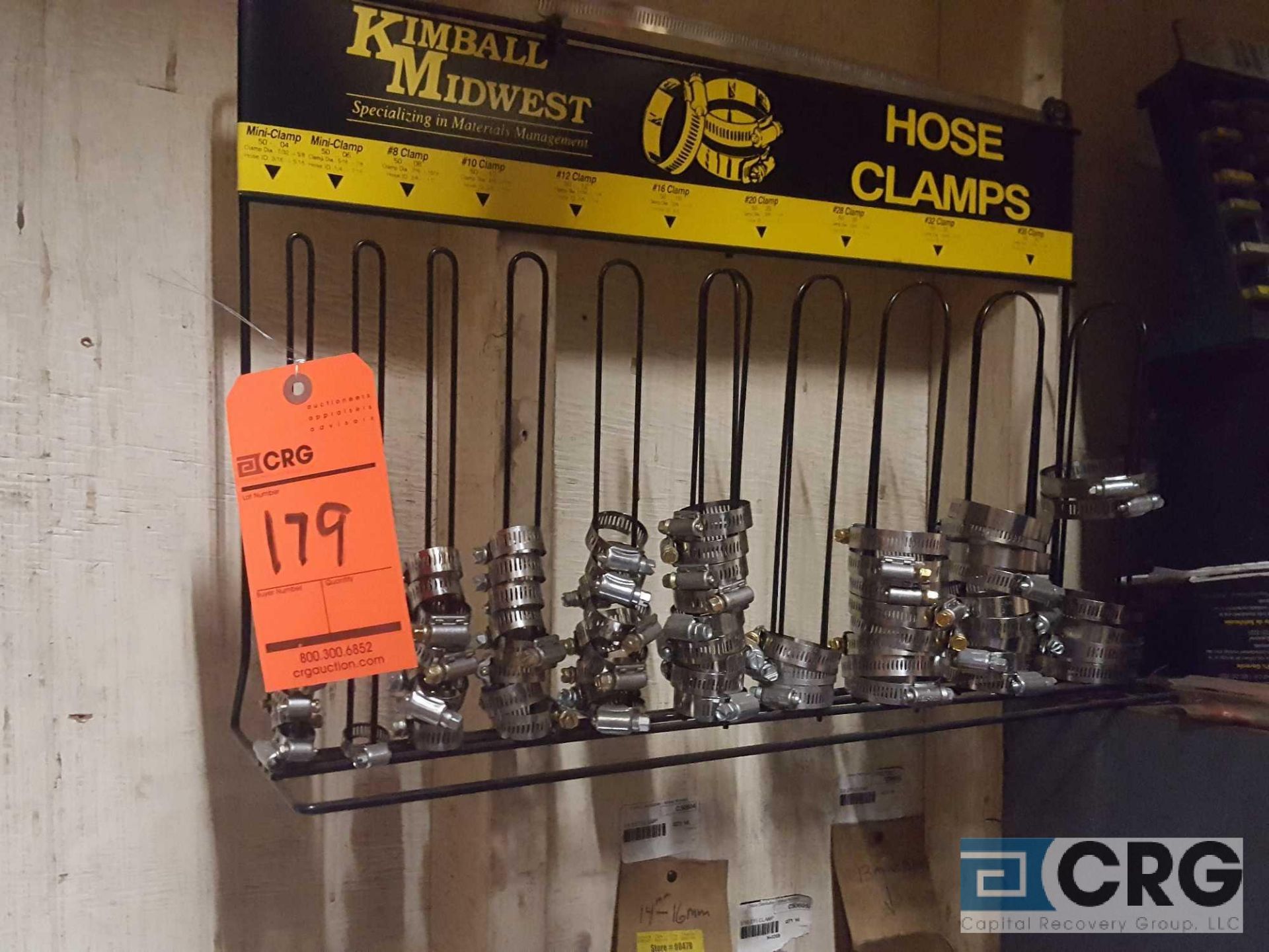 Lot of assorted SS hose clamps and hardware bins with contents etc. - Image 2 of 3