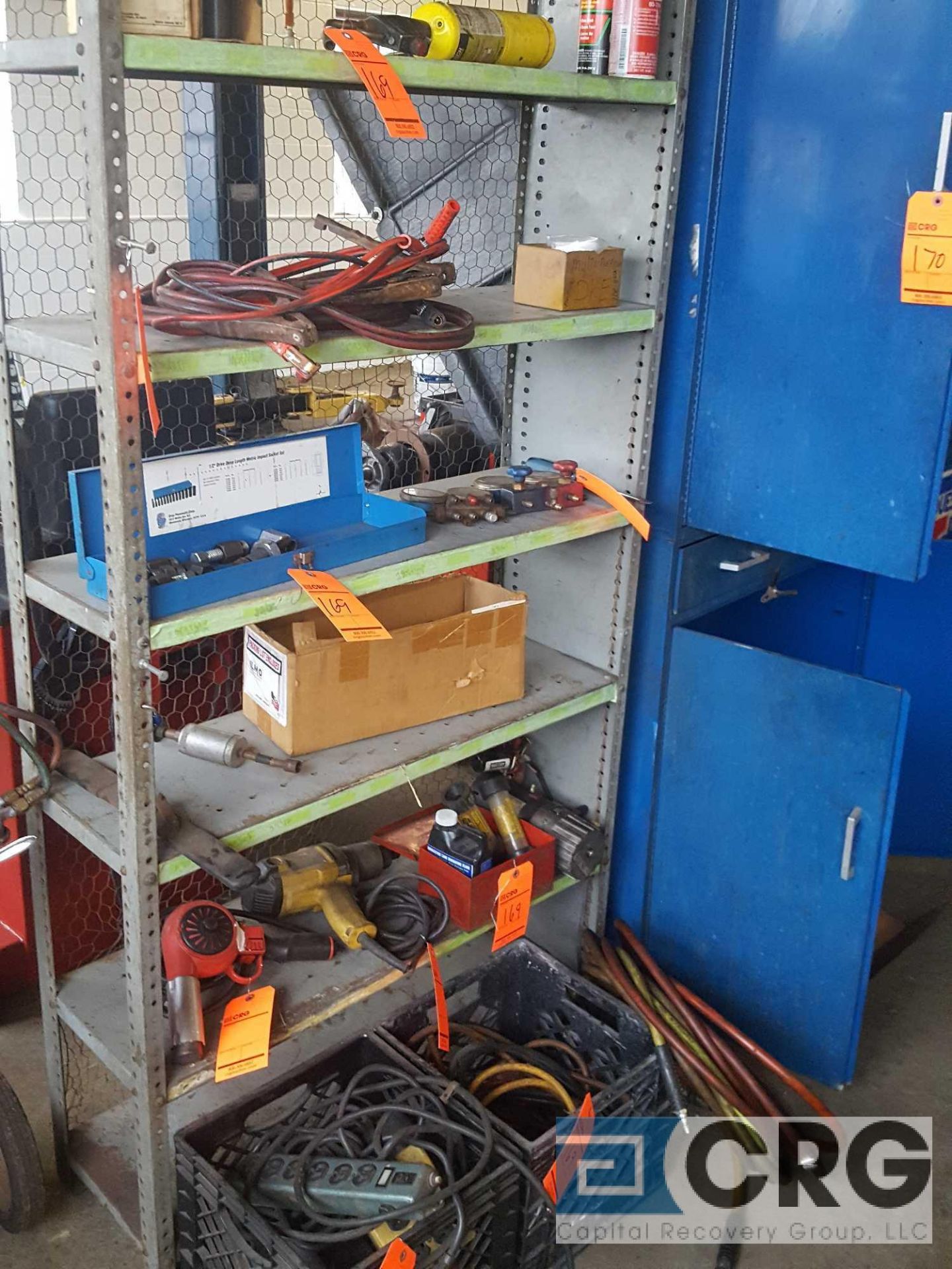 Lot of assorted automotive repair tools and accessories etc. ; including 2 sets of jumper cables,