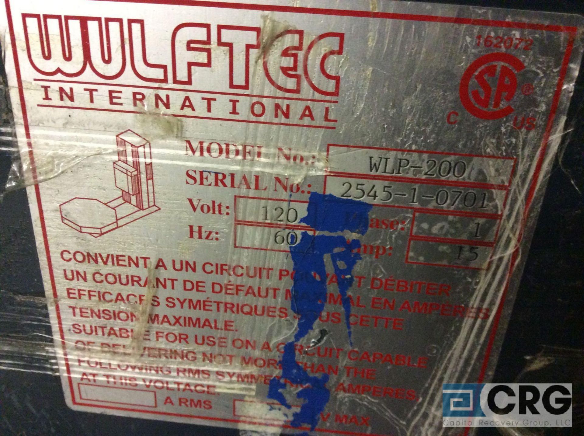 Wulftec International WLP-200 pallet wrapping machine, 1 phase - Image 3 of 3