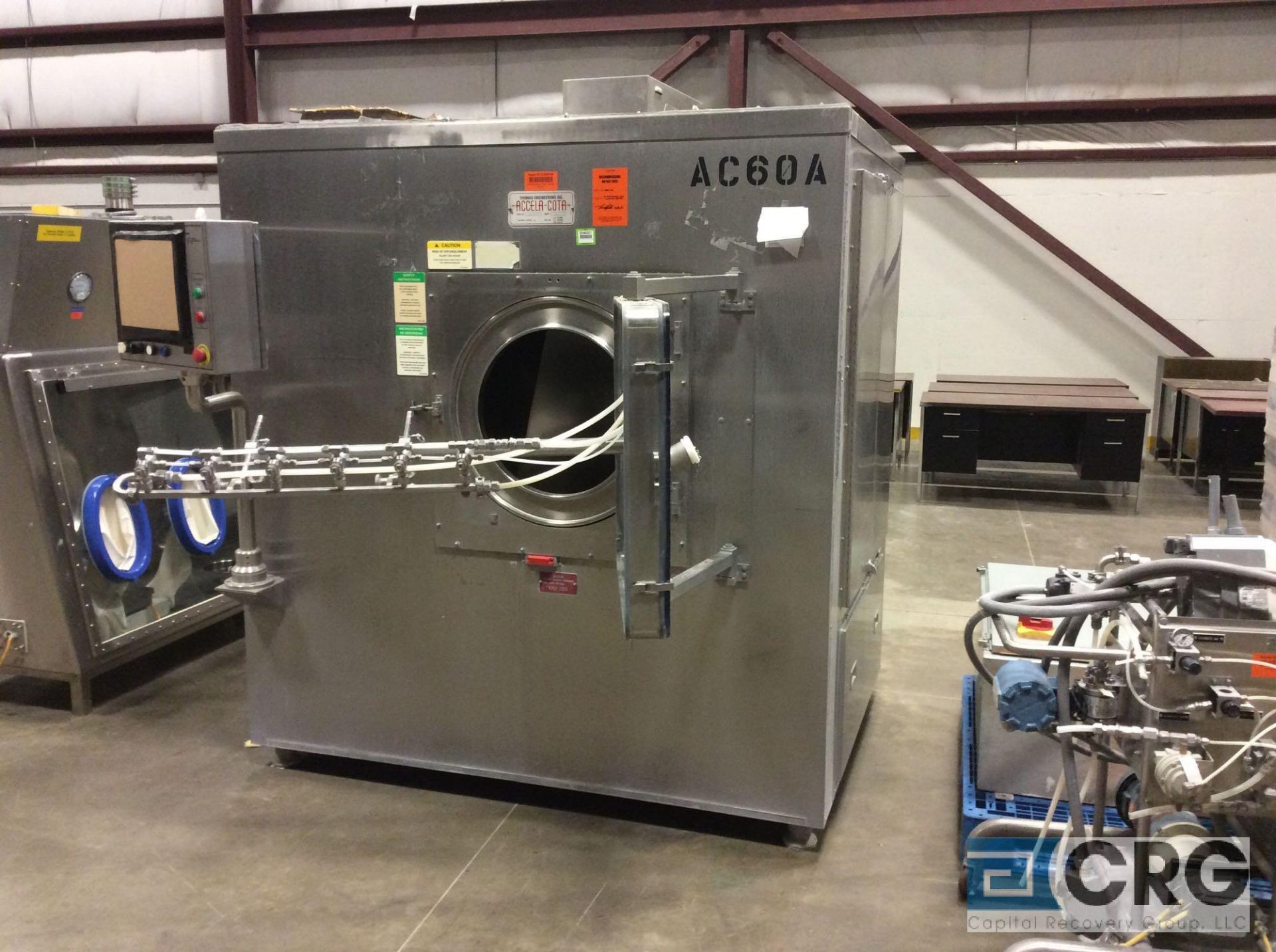 2000 Thomas Accela-Cota 60VXL coating machine, sn 978, 3-phase, with portable spray cart sn 596, - Image 2 of 19