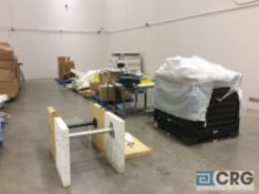 Lot of desks, waste recepticals, stansions, Southbend 2 dr oven, cleaning supplies and much more