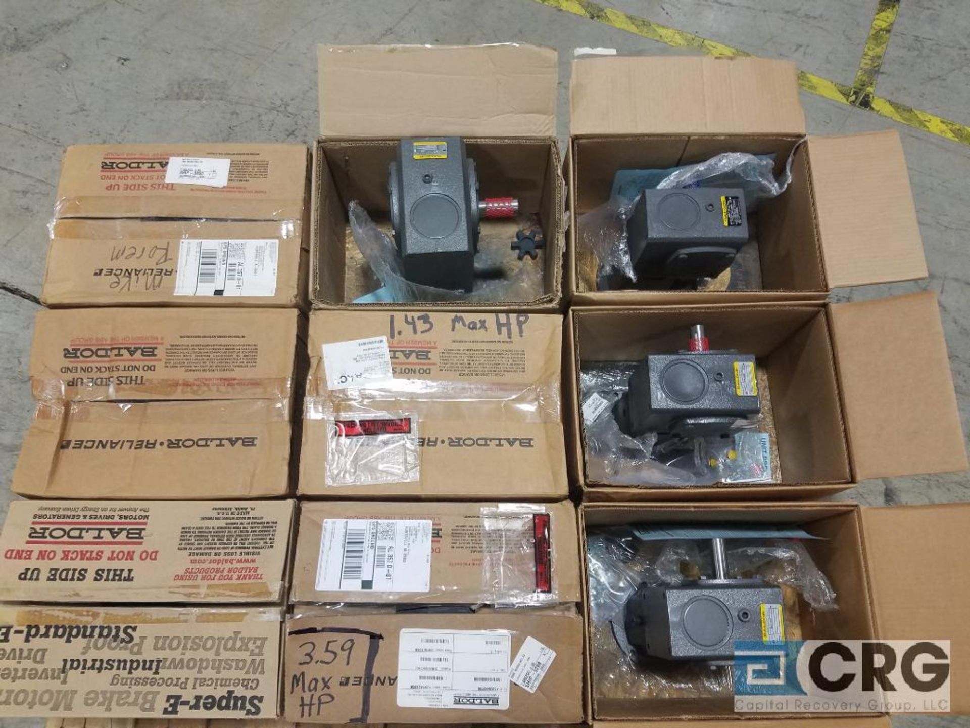 Lot of (9) Baldor gearboxes from 1.23 hp to 2.59 hp - Image 2 of 2