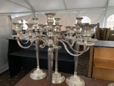 Lot of (4) candelabras, 5 light, 31 in. tall