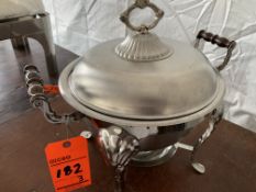 Lot of (3) chafers 5 qt. round w/wood handle
