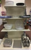 Lot of asst catering accessories including platters and pans