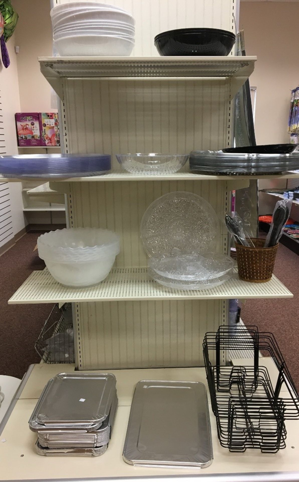 Lot of asst catering accessories including platters and pans