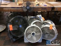 Lot of (10) assorted fans including Cyclone, Global, and Coolmaster, 14 in. - 18 in diameter