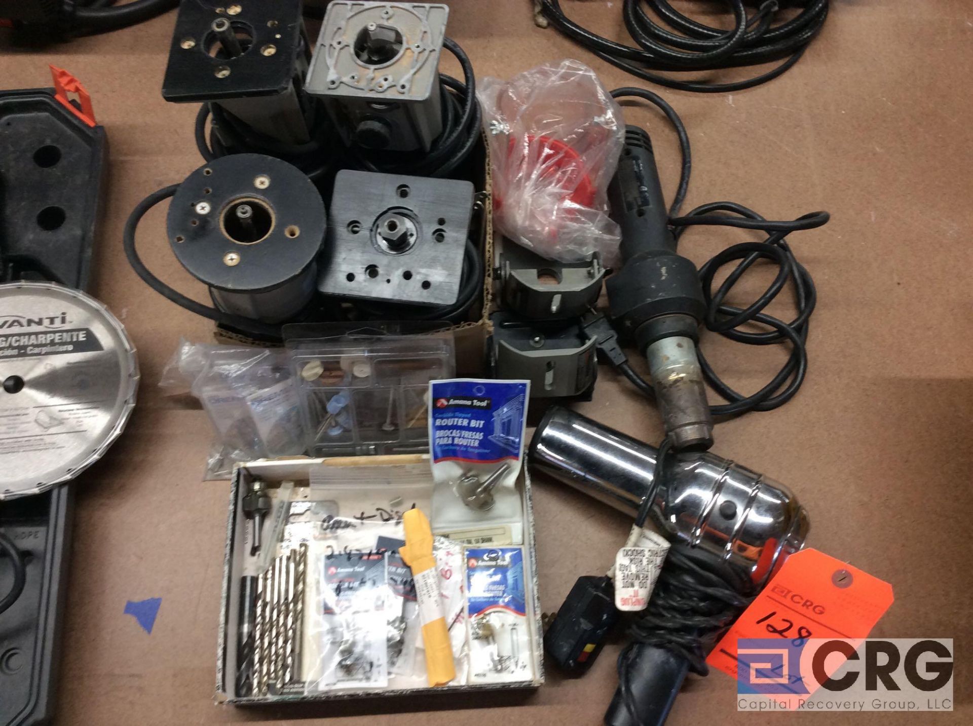Lot of assorted Porter Cable power units with extra base attachments, router bits, drills, (2) - Image 2 of 2