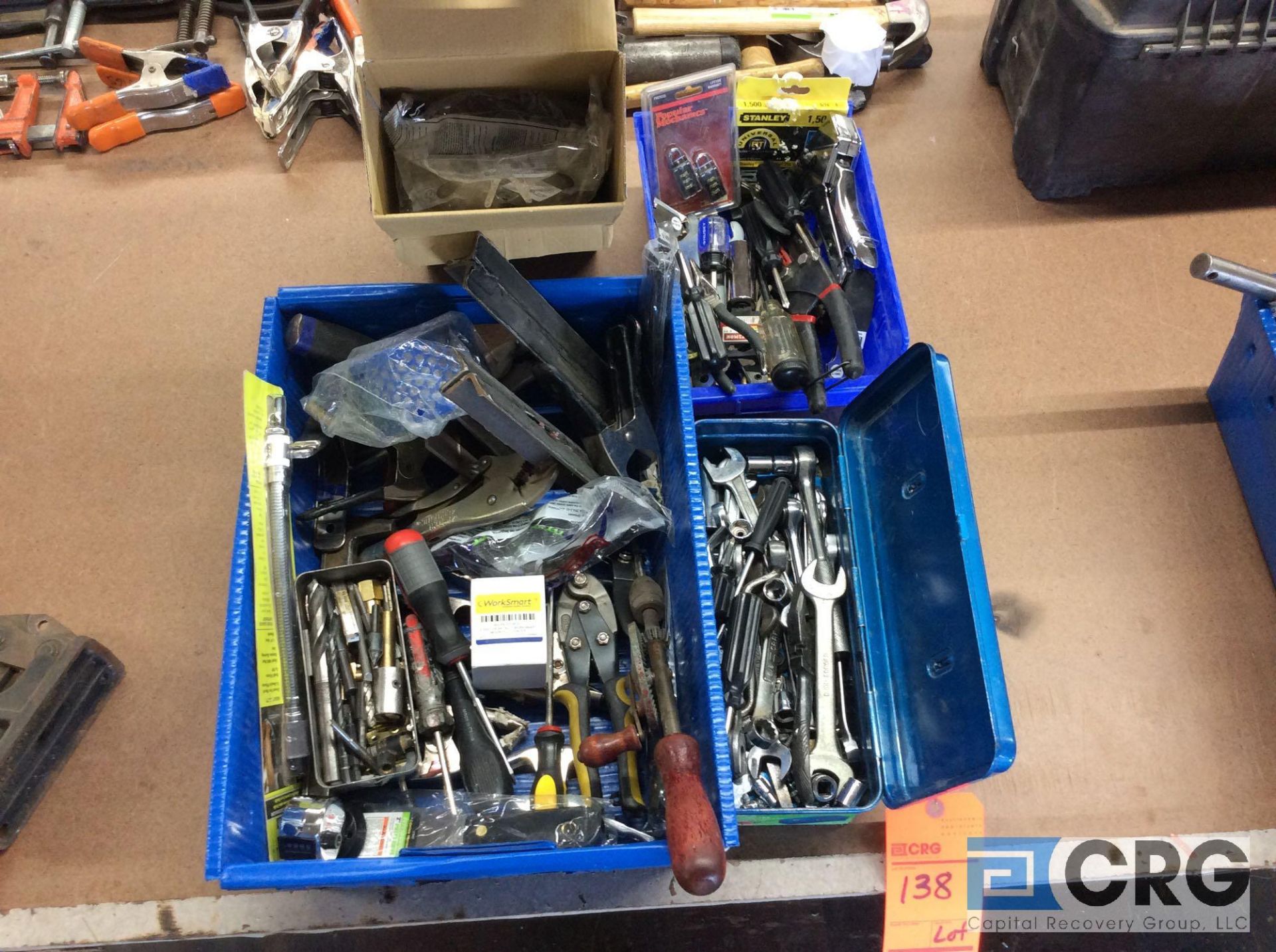 Lot of assorted tooling, drills, screwdrivers, clamps, safety glasses, pliers, sockets, - Image 2 of 2