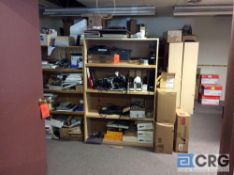 Lot of entire room, to include shelving, metal cabinets, metal filing cabinets, displays, road
