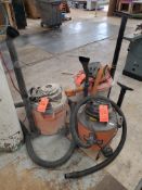 Lot of (3) Rigid wet/dry vacs from 5 hp to 6 hp, 9 gals. to 11 gals.