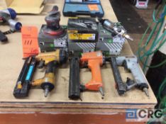 Lot of assorted pneumatic tools, (3) staple nailers, (1) reversible impact screwdriver, (1) hand