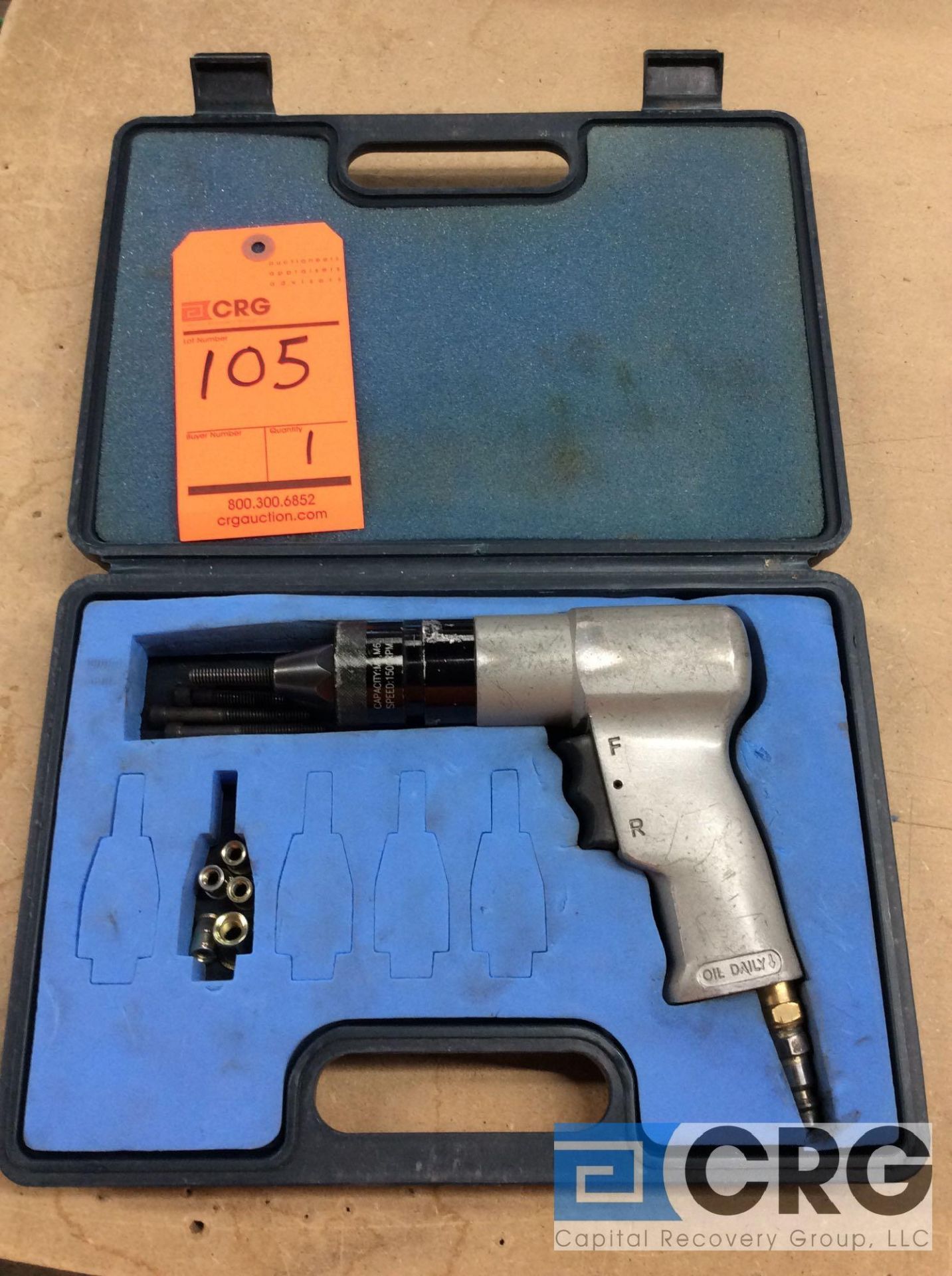 Lot of (1) Sherex m/n B1368 pneumatic rivet nut gun, capacity M5-M6, 1500 rpms