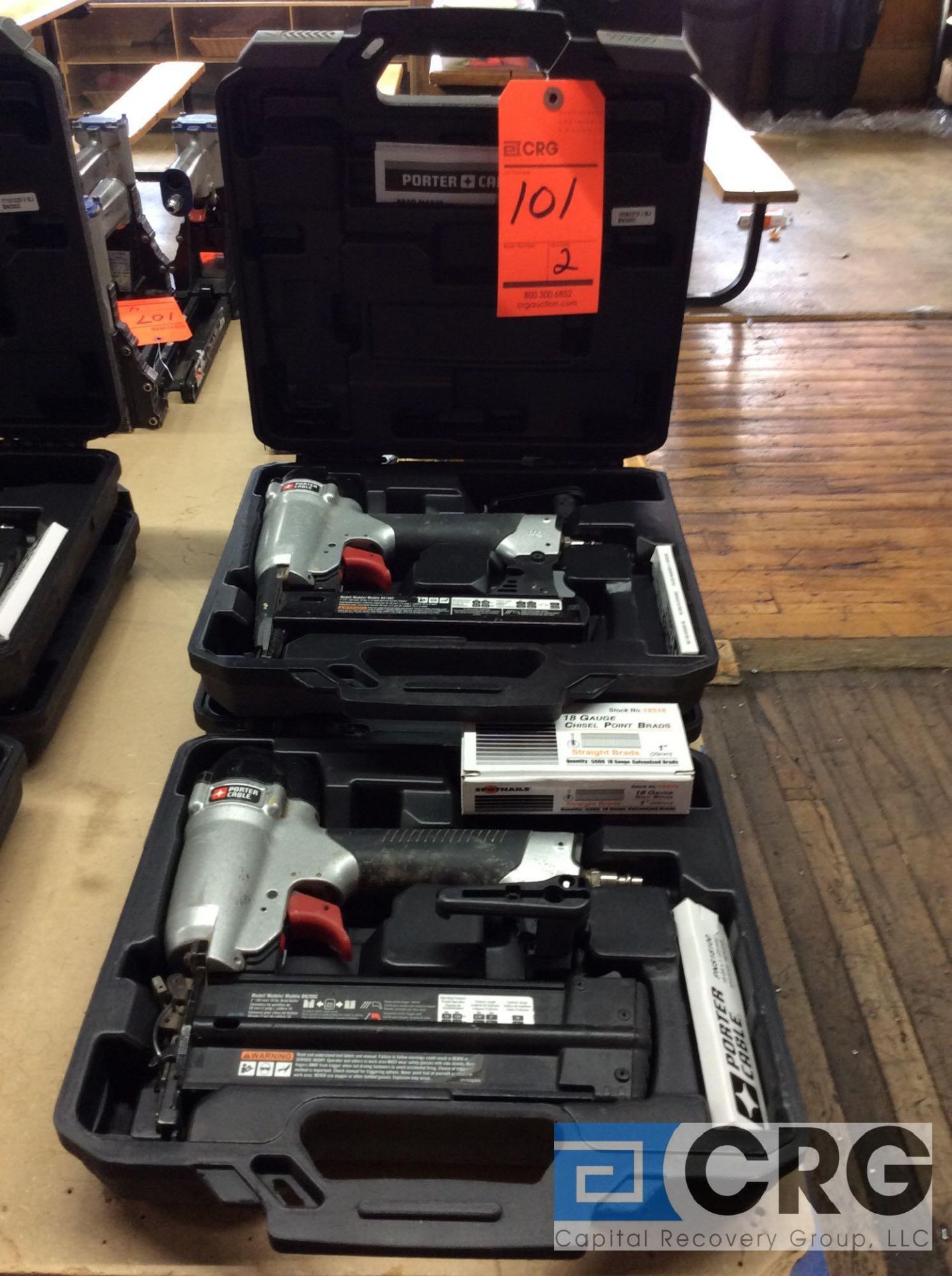 Lot of (2) nailers including (1) Porter Cable Brad nailer m/n BN200C 2 inch 18 gauge chisel point