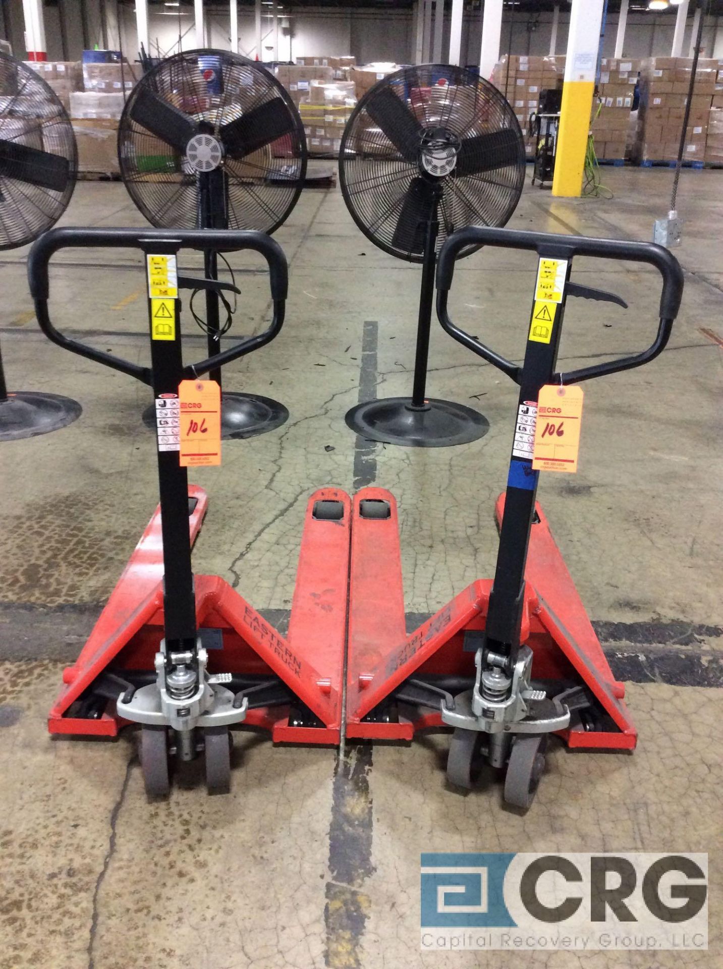 Lot of (2) Eastern Lift Truck pallet jacks, m/n AC25/FB, 5500 lb capacity