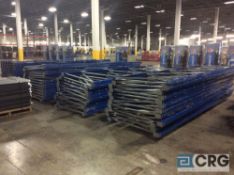 Lot of (78) 15 foot high X 42 inch deep 3 X 3 tear drop style pallet rack uprights (DISMANTLED AND