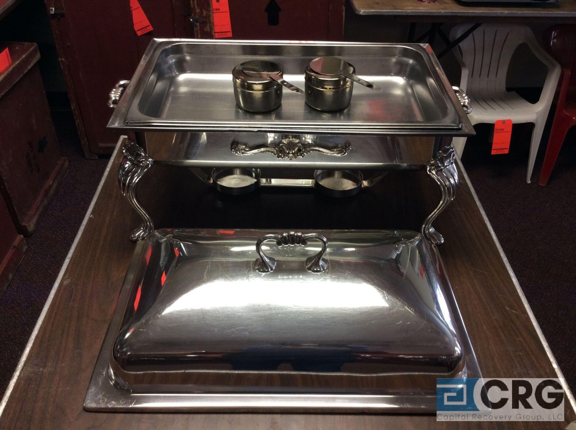 Lot of (2) 8 Qt silver plated rectangular chafing dishes, 12 x 20