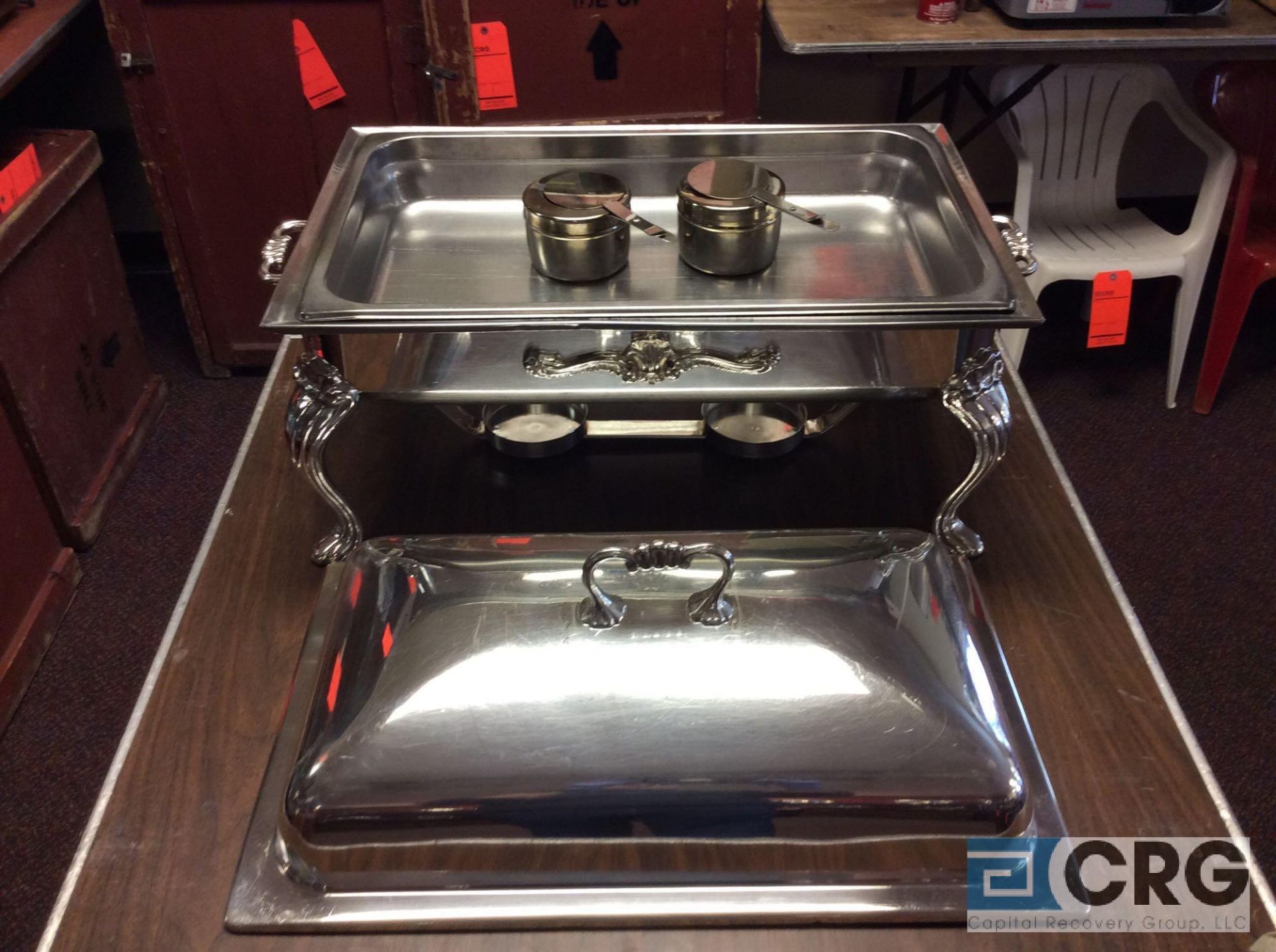 Lot of (2) 8 Qt silver plated rectangular chafing dishes, 12 x 20