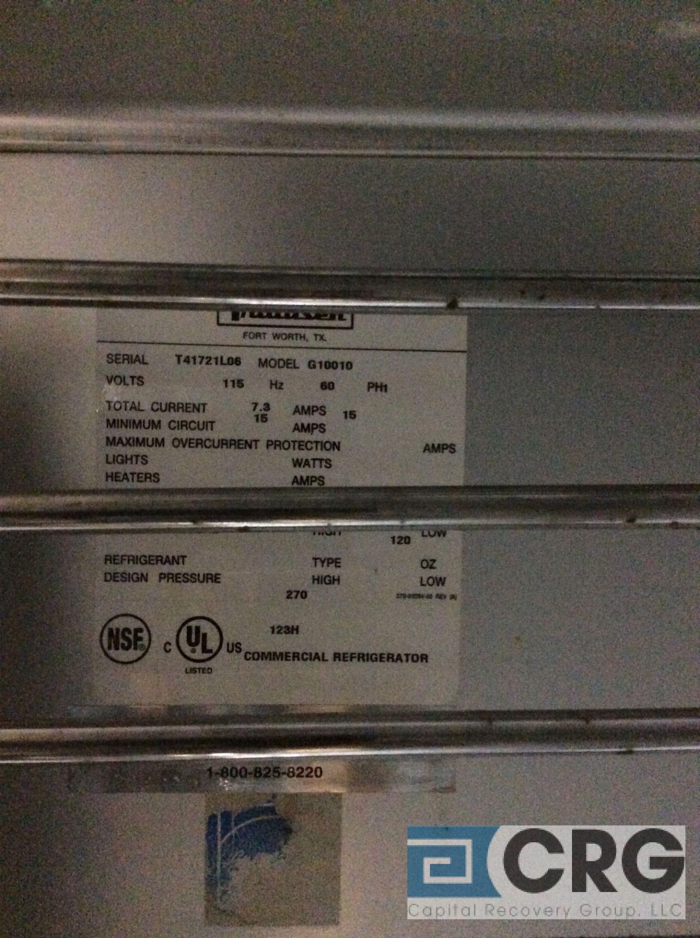 Traulsen m/n G10010 stainless steel reach in refrigerator, single door with right hinged door, - Image 3 of 4