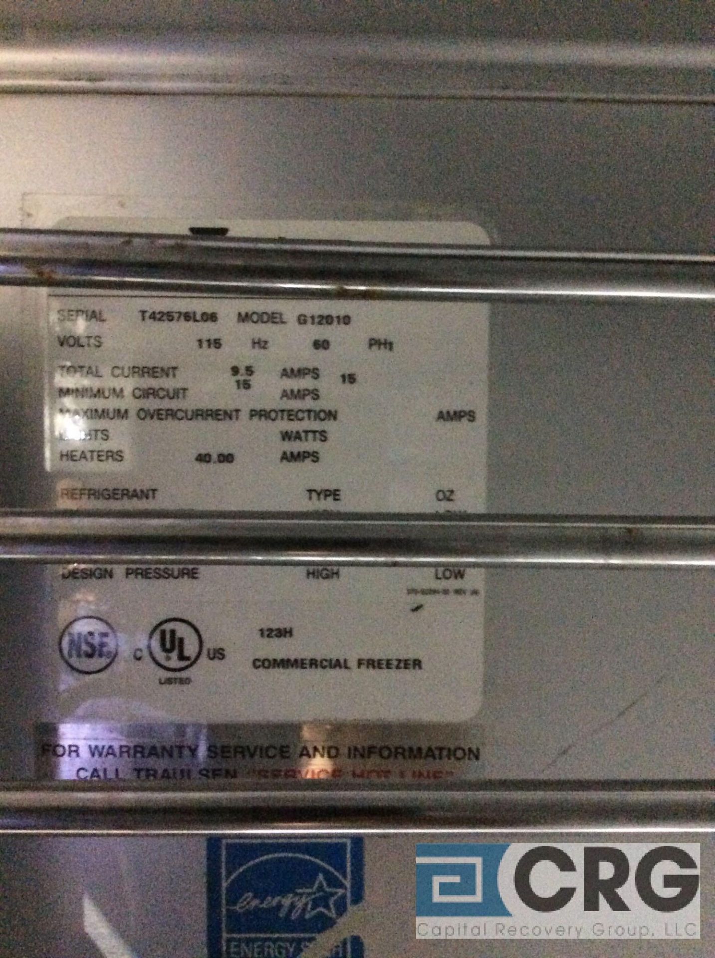 Traulsen m/n G12010 stainless steel reach in freezer, single door with right hinged door, commercial - Image 4 of 4