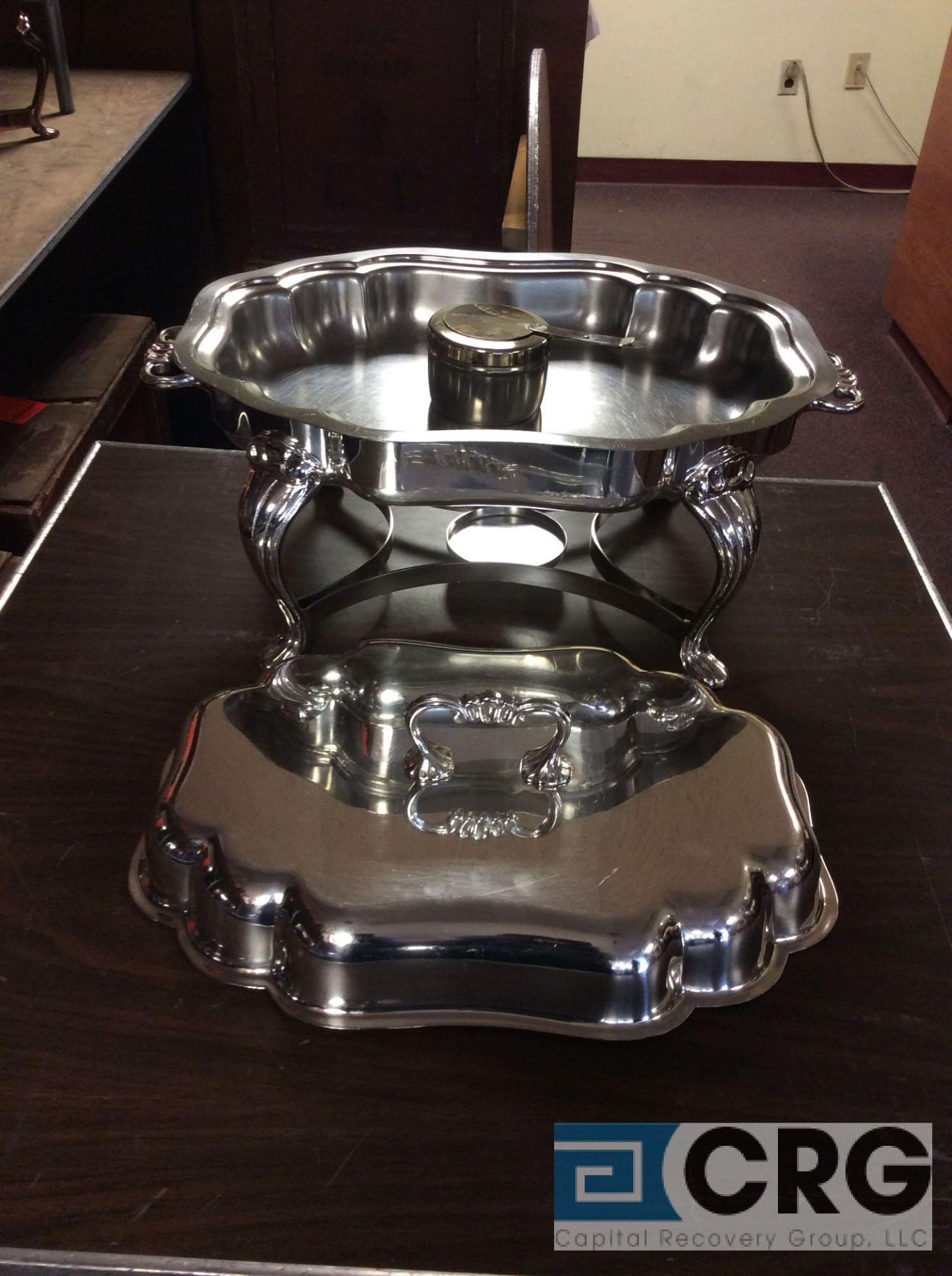 Lot of (2) 4.5 Qt assorted oval silver plated chafing dishes