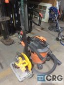 Lot of asst items including DeWalt 14 inch chop saw, Ridgid wet/dry vacuum, Echo hand held leaf