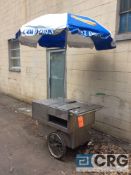 hot dog cart with umbrella